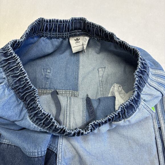 Adidas X KSENIASCHNAIDER Patchwork Wide Leg Denim High Rise Blue Jeans Size L - Picture 6 of 16
